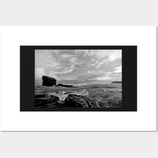 Collywell Bay storm in B&W Posters and Art